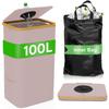 Foldable Bamboo Storage Bin with Lid for Kitchen Recycling