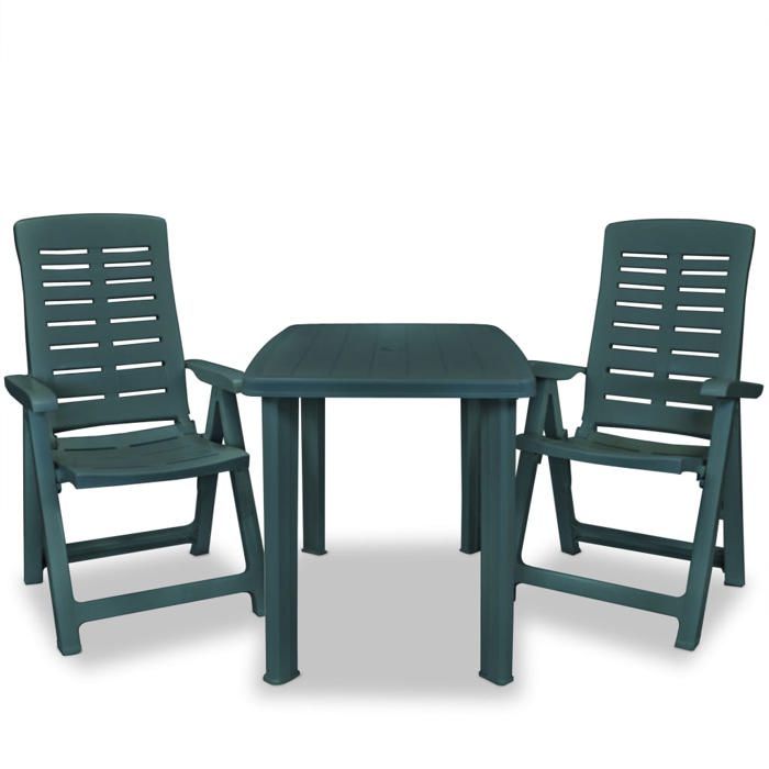 VidaXL Mobilier de Bistro 3 pcs Salon de Jardin Table et Chaises de Salle à Manger Mobilier de Terrasse Patio Extérieur 275078