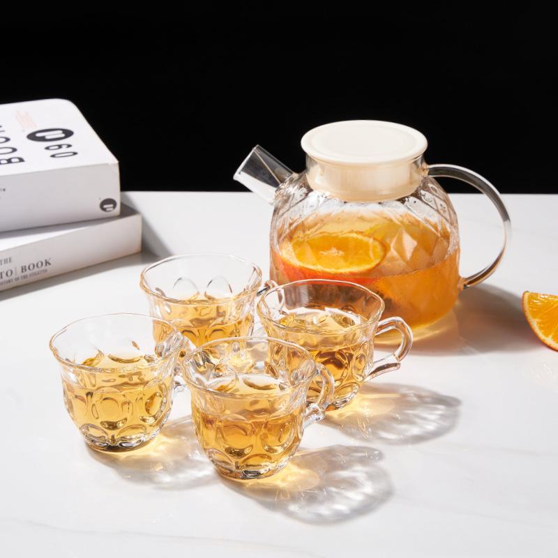 7pcs Tea Set Home Use Glass Pot with Tray Flower Tea Pot Cold Water Pot High Temperature Water Fixtures Afternoon Tea Set Gifts