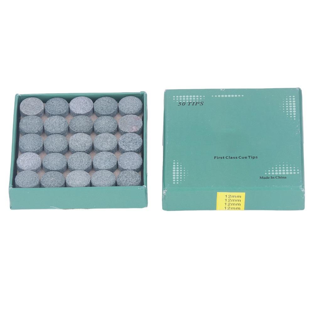 50PCS Leather Billiard Pool Cue Tips Glue-on Multiple Sizes Snooker Cue Tips Storage Box Pool Cue Tips Replacement Snooker Cues
