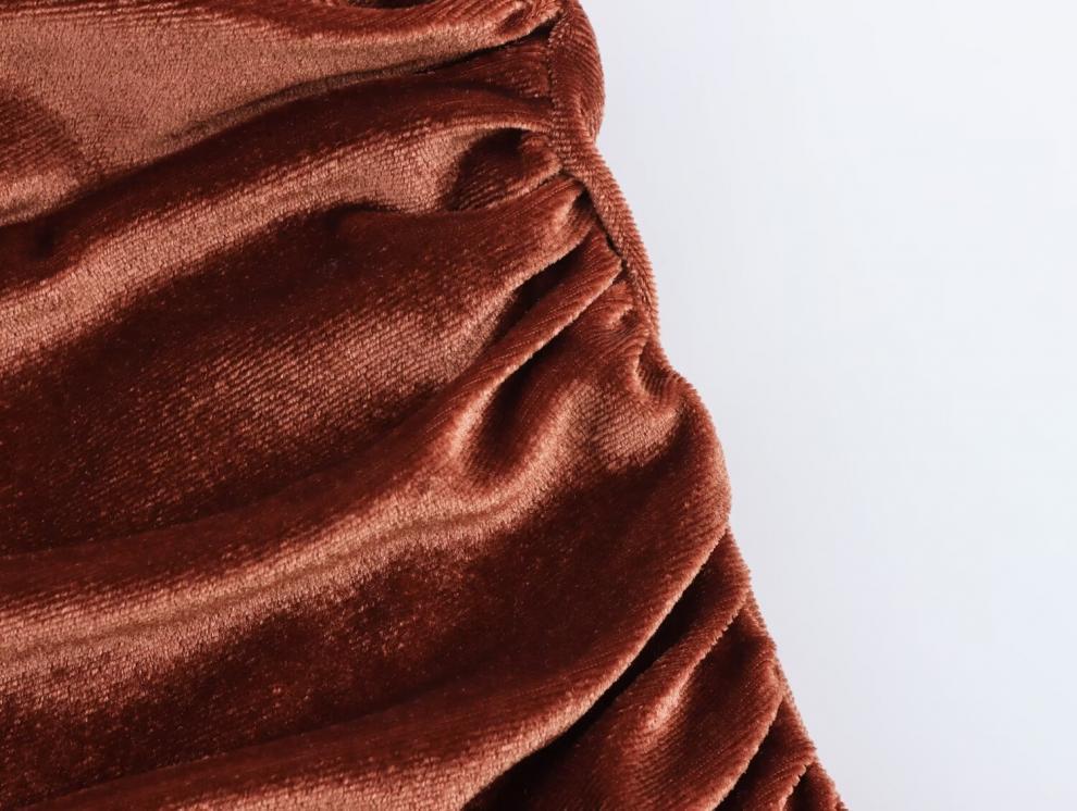 Velvet Ruched Midi Slip Dress – European & American Hot Girl Style Winter Fashion