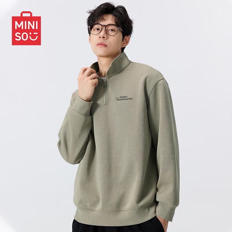 MINISO Men's American Style Half-Zip Stand-Collar Sweatshirt