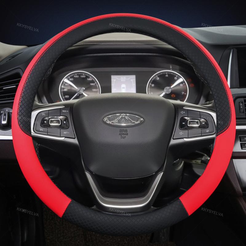 Car Steering Wheel Cover 38cm Leather For Chery Tiggo 8 Arrizo 5 Pro Gx 5x eQ7 Chery Tiggo 7 Pro 2018   Auto Accessories