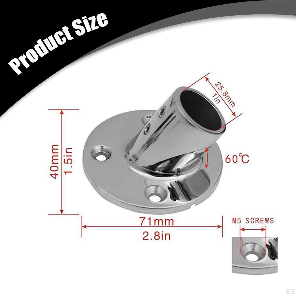 Boat Handrail Fitting 60 Degree Round Base High Performance Practical Spare Parts Premium Sturdy