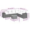 7-teiliges Gartensofa-Set mit Kissen, graues Poly-Rattan