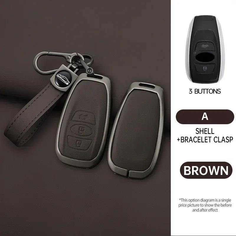 Interior Mouldings Zinc Alloy Leather Car Key Case Cover For Subaru BRZ STI XV SV Forester Legacy Outback Crosstrek Impreza WRX