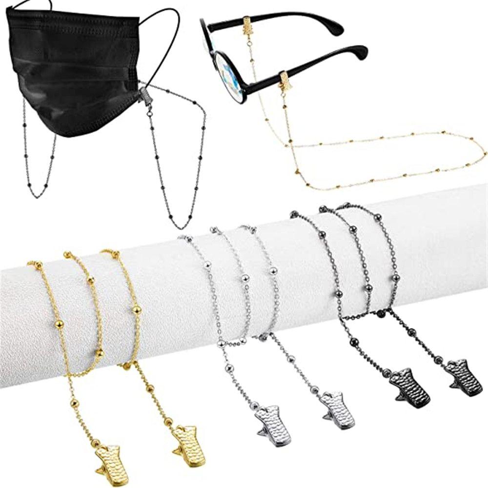 Anti-lost Metal Beaded Mask Holder Necklace Strap Mask Lanyards Glasses Chain Ear Saver Holder