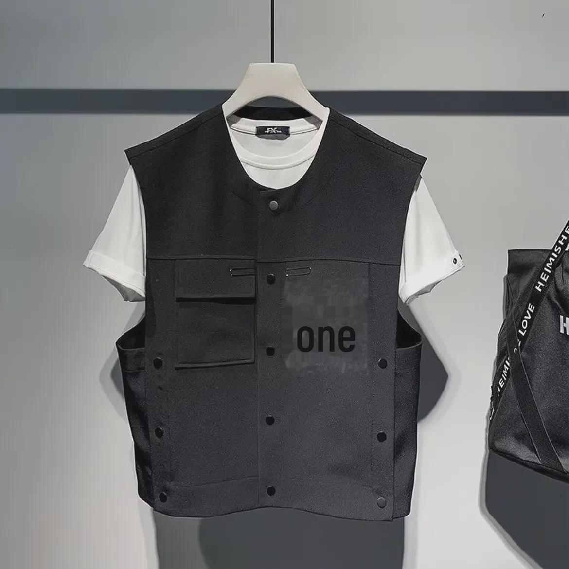 

2023 Korean Style Men s Loose Casual Sleeveless Vest: Модная весенняя и осенняя мода M чёрный