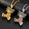 Dragon Ball Z Goku Full CZ Pendant Necklace Hip Hop Style Bling Jewelry Men