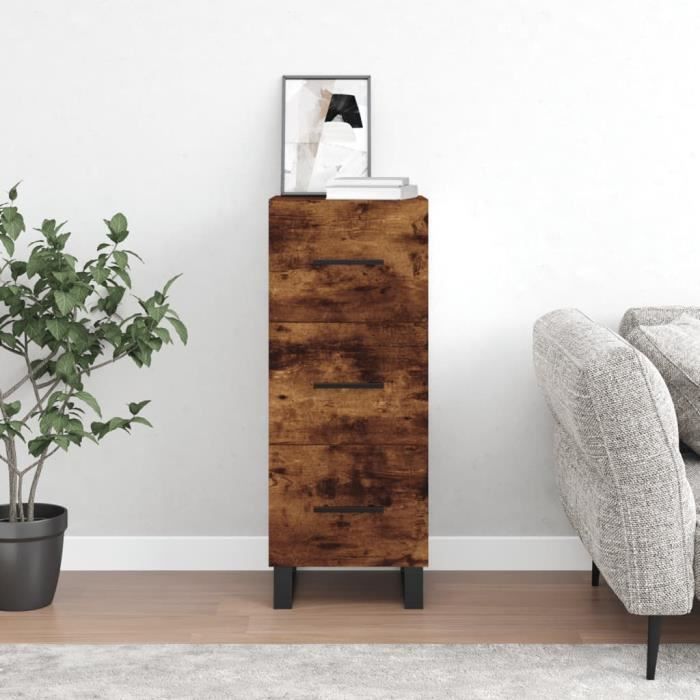 VidaXL Buffet Chêne fumé 34,5x34x90 cm Bois d'ingénierie 828633