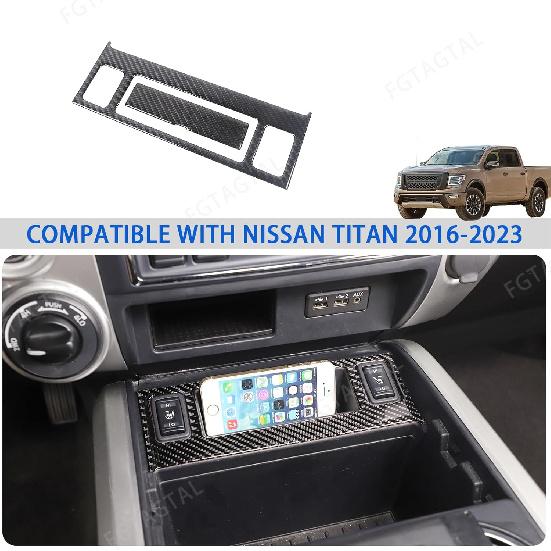 Soft Carbon Fiber Center Console Seat Heating Button Switch Trim Sticker Fit for Nissan Titan 2016-2023, Console Heating Button Panel Trim Cover