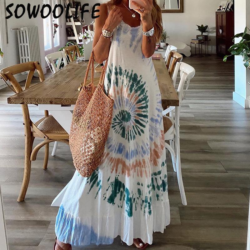 

2022 летнее женское свободное платье-майка без рукавов с круглым вырезом и принтом