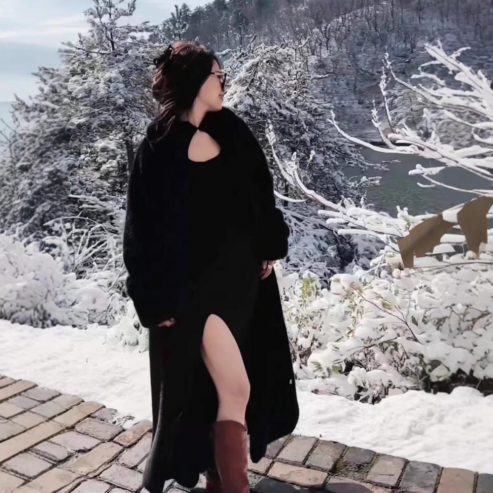 Fur jacket women's green fruit collar mink coat 2024 winter fur environmentally friendly fur thickened warm plush top