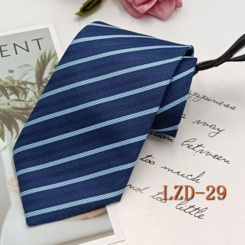 Men's Formal Business Tie with 8cm Zipper, Striped Black Tie, No Knotting Required.