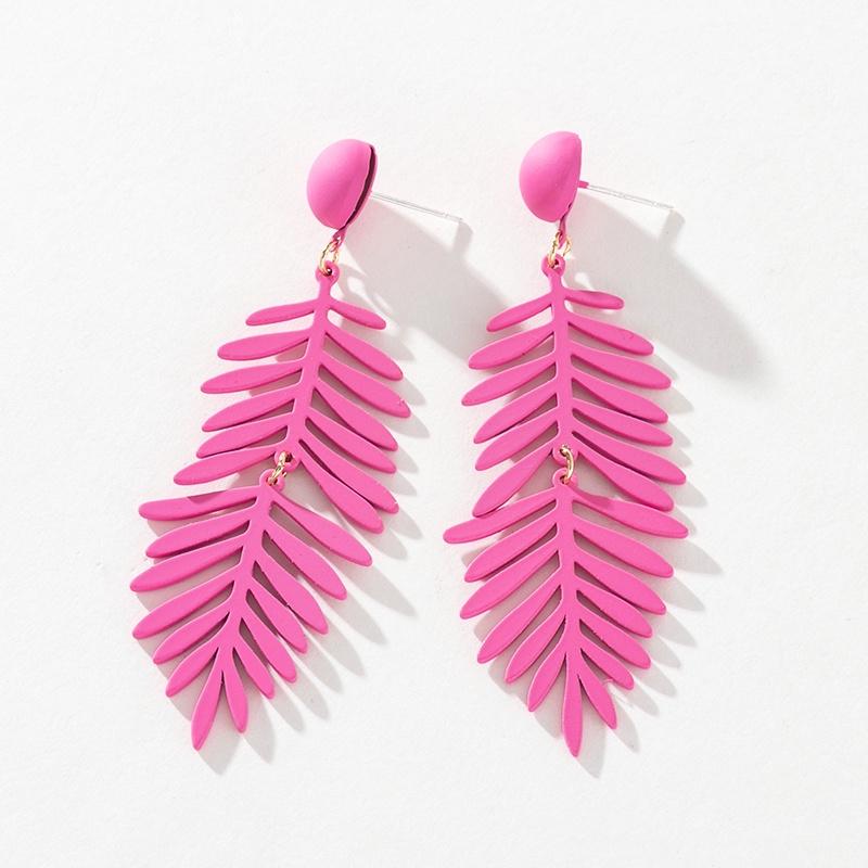 Pinkdudu Fashion Exaggeration Colorful Leaf Earrings Simple Candy-Colored Acrylic Stud Earrings for Women Jewelry Gifts PD901