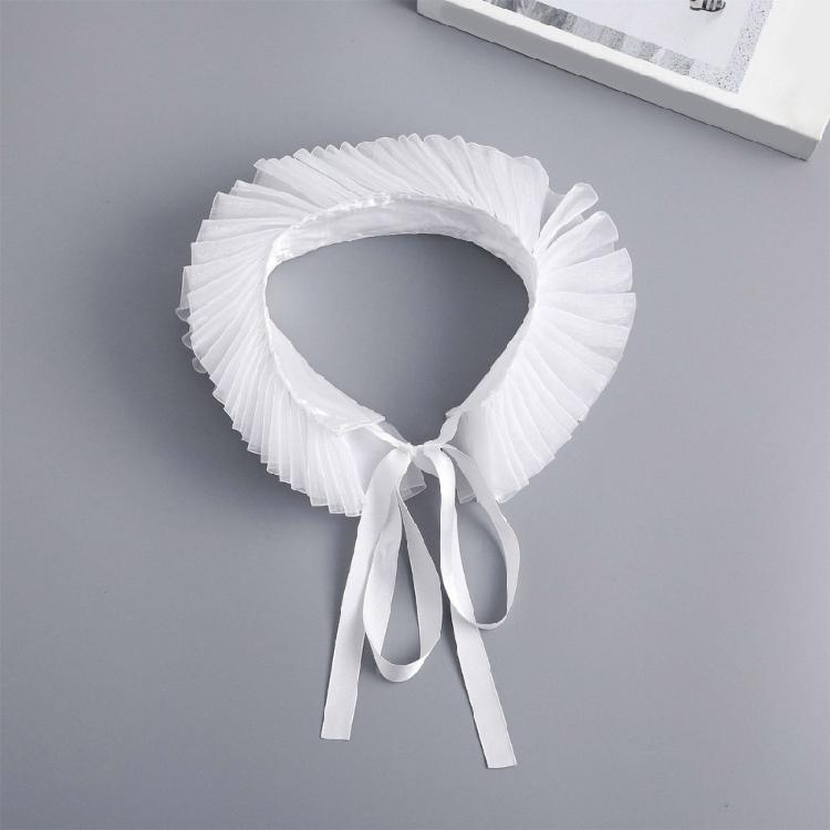 Renaissance Collar Elizabethan Mesh Ruffled Neck Collar Shawl Wrap Detachable False Collar Necklace for Women and Girls