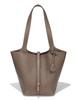 Extra Large Genuine Leather Single Shoulder Market Basket Bag - Top Layer Cowhide Exquisite Women's Handheld Bucket Bag