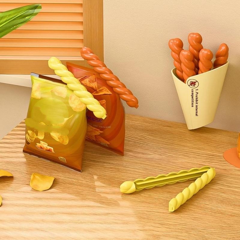 Portable Kitchen Storage Food Snack Twist-Shaped Seal Sealing Sealer Clamp Plastic Tool Kitchen Accessories Food Bag Clips