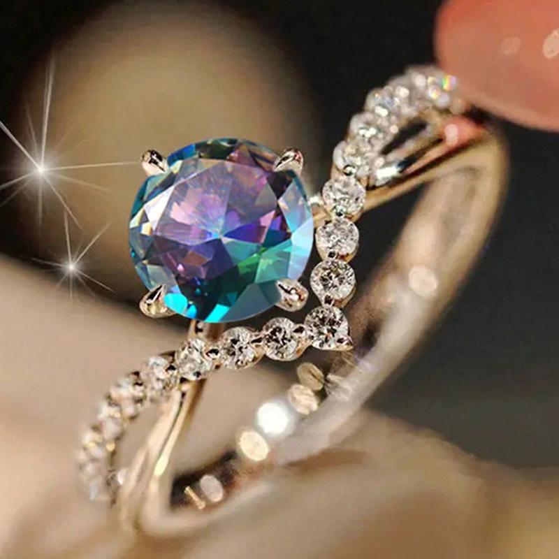 Cao Shi Zircon V-Shaped Wedding Band for Women - European & American Style Couples Ring