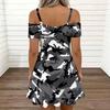 Damen Neckholder Übergröße Kleid Mehrfarbig Botanisch Bedruckt Fließendes Strand Sommerkleid