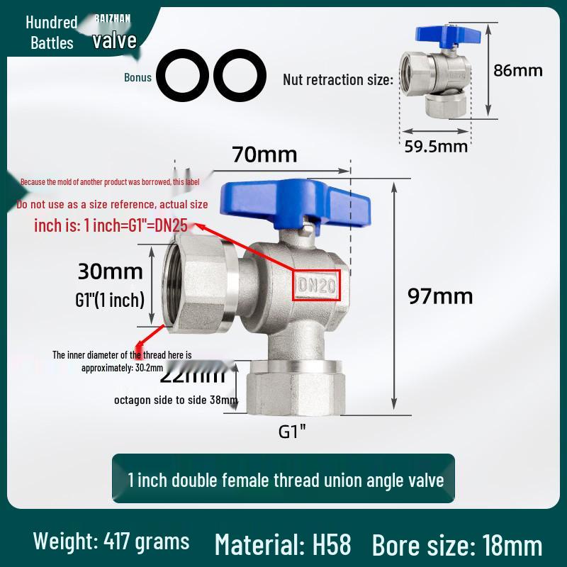 All-Copper Valve Manifold: Three-Way Union, Male/Female Thread Ball Valve for Underfloor Heating and Wall-Hung Boilers