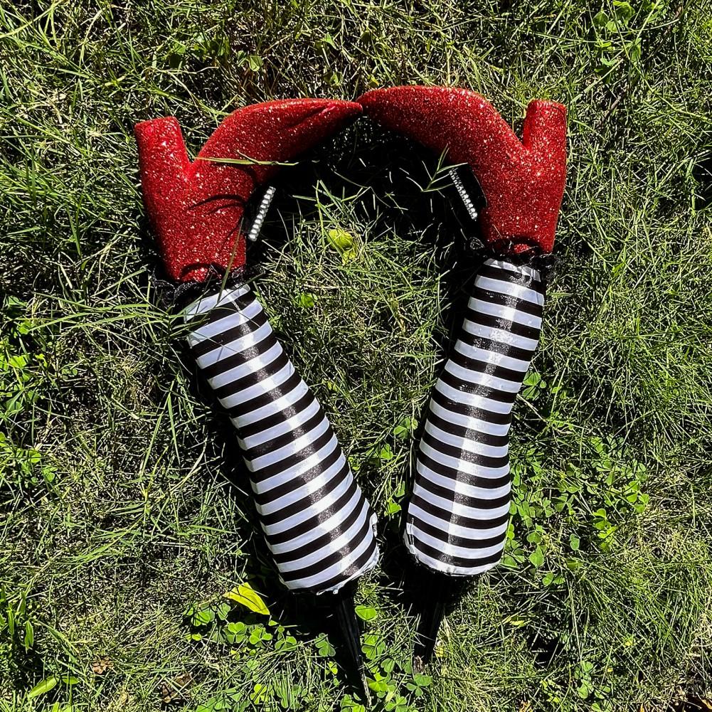 1 Pair Halloween Evil Witch Legs Decoration Upside Down Wicked Wizard Feet With Boot Stake Yard Lawn Garden Decoration