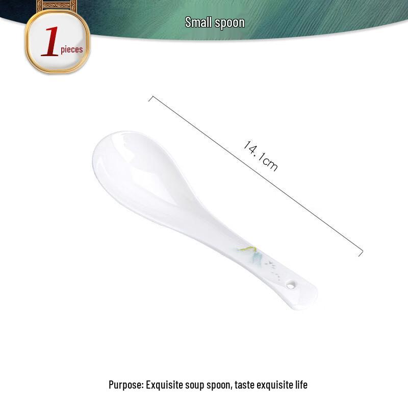Tangshan Bone China Long Handle Soup Spoon - Ceramic Tableware Ladle Spoon