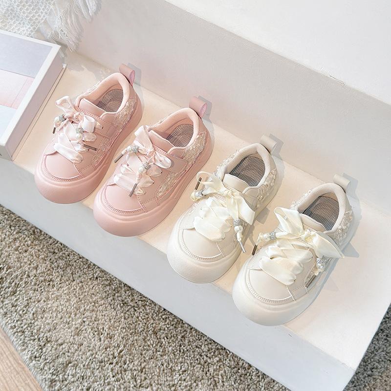 Kinderschuhe Mädchen Sneaker Beige Rosa Flach Skateboard Sneaker Bling Kinder Freizeit Leder Sport Tennis Schuhe für Mädchen H08013