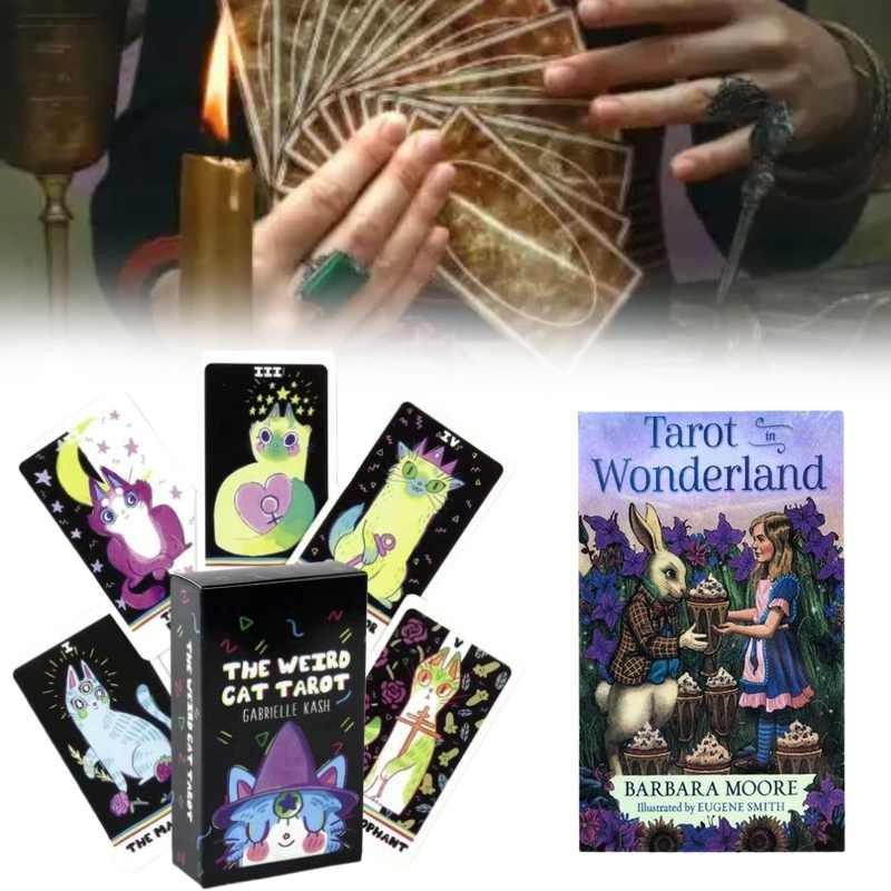 The Weird Cat Tarot In Wonderland Cards Set With Colorful Box For Divination And Entertainment