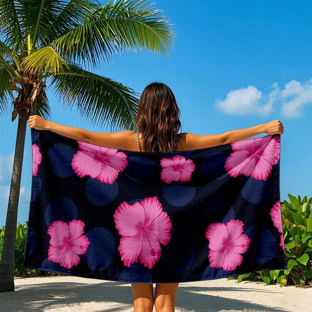 Polka Dot Hibiscus Beach Towel Quick Drying Travel Towel Unisex Soft Comfortable Quick Dry Portable for Men Women Beach