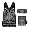 Classic Novelty Cool Ethnic Style 3D Print 3pcs/Set Pupil School Bags Laptop Daypack Backpack Inclined Shoulder Bag Pencil Case