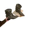 New pleated pile boots thick heel autumn and winter French retro pointed western cowboy short boots Martin boots women