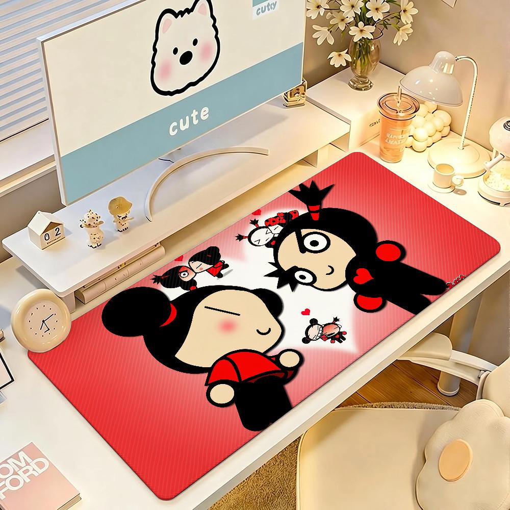 Cartoon cute P-Pucca Mouse Pad Square Office Gaming Desk Mat Waterproof Non-Slip Rubber Decorative