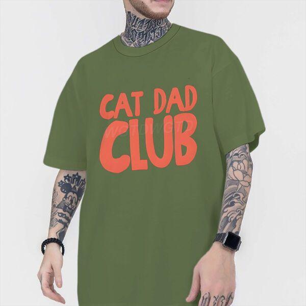 Cotton Mens Clothing Cat Dad Club Print T Shirt High Quality Cotton Male Short Sleeve Streetwear Fun Animal Kitten Tshirts
