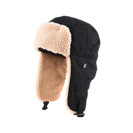 Lei Feng Hat Thickened Inner Lining Solid Color Buckle Closure Versatile Tarp Hat with Ear Protection Daily Clothing