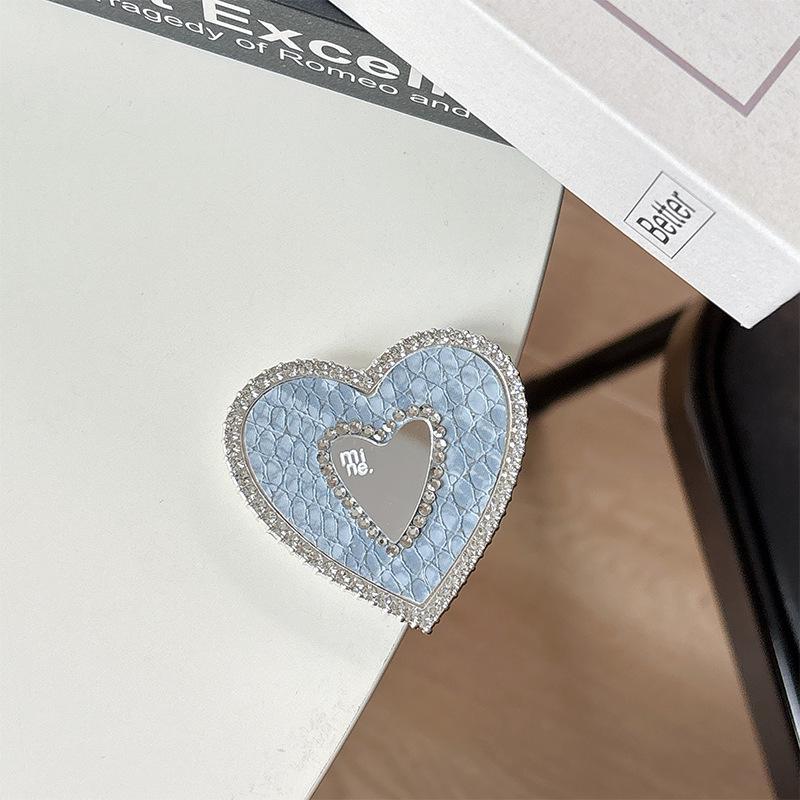 Solid Leather Heart-Shaped MagSafe Phone Holder with Mirror