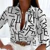 Elegante Blusa da Donna Primavera Autunno Temperamento Top Manica Lunga Stampa a Righe Ufficio Slim Fit Camicia con Tasca