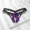 Mesh Hollow Lace Pearl Panties Open Crotch See-through Thong Sweet Lace Underpants  Gifts