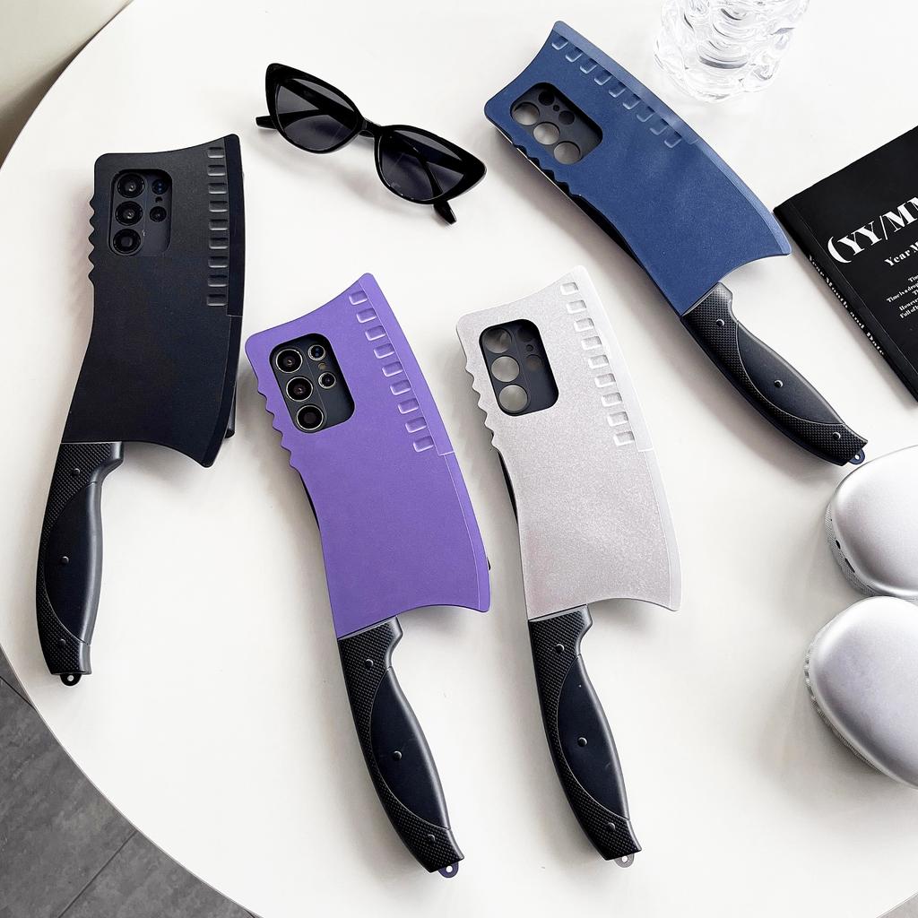 Custodia Divertente per Telefono 3D Simulazione Coltello da Cucina Chopper da Cuoco per Samsung Galaxy S21 S22 S23 S24 Plus S25 Ultra Copertura Antiurto