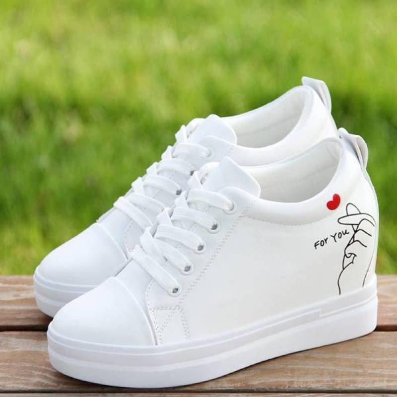 Fashion Inner Heightening Women's Shoes New White Vulcanized Shoes Platform Hidden Slope Heel Casual Sneakers Shoes