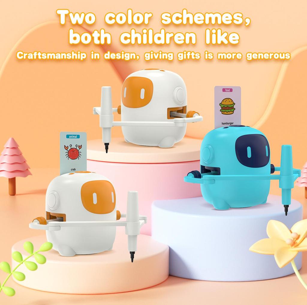 Smart Blue Children's Drawing Robot: Educational Enlightenment Toy with Pen Holder & Card Slot