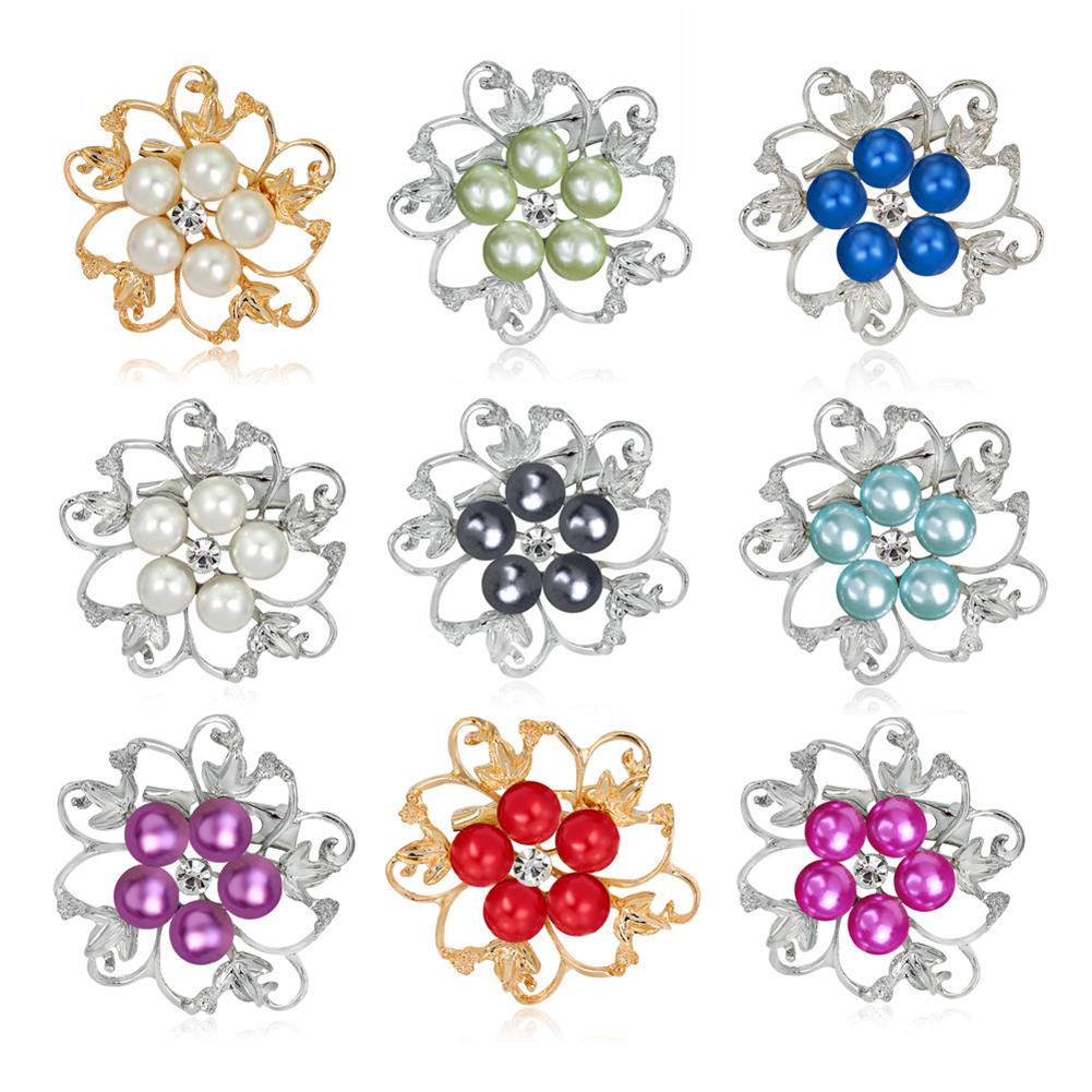 Fashion Alloy Crystal Pearl Bead Inlay Brooch