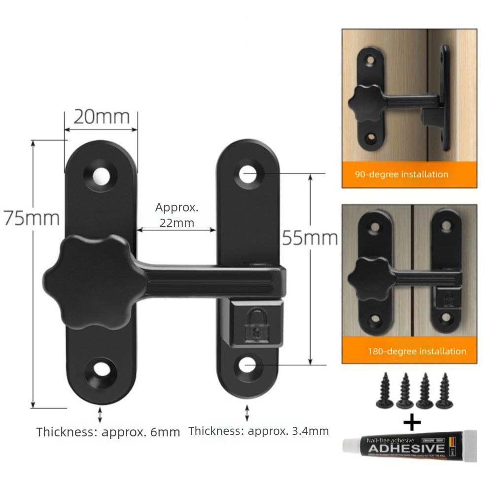 Zinc Alloy Sliding Door Latch No Punching Door Latch New Luminous Door Lock  Bathroom Door