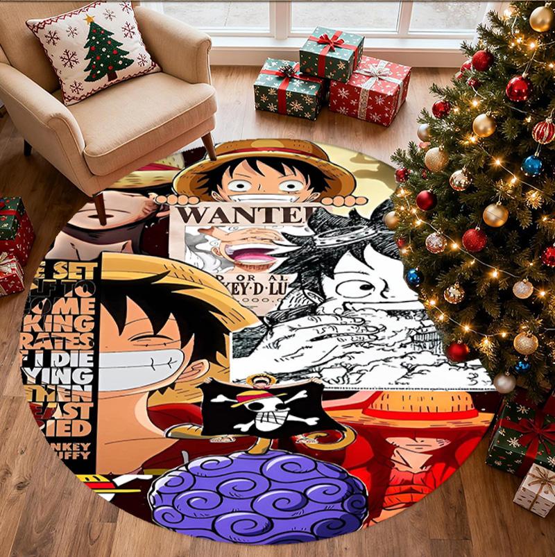 One Piece Pattern Round Rug, Indoor/Outdoor Mat, for Picnic, Gameroom, Bedroom, Office, Living Room, Home Decor Carpet, Birthday Gift