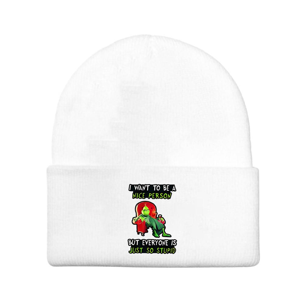 The Grinch Print Knit Hat With Earmuff Protection For Winter Warmth And Unisex Use