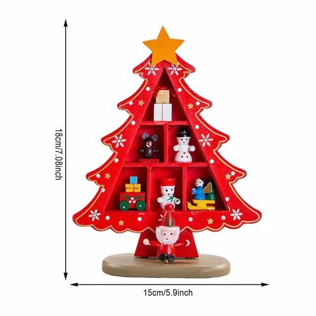 

1 pc S/L Wooden Christmas Tree 3D Ornaments Creative Scene Xmas Party Layout Supplies Table Desktop Decorations Children s Gift As Picture
