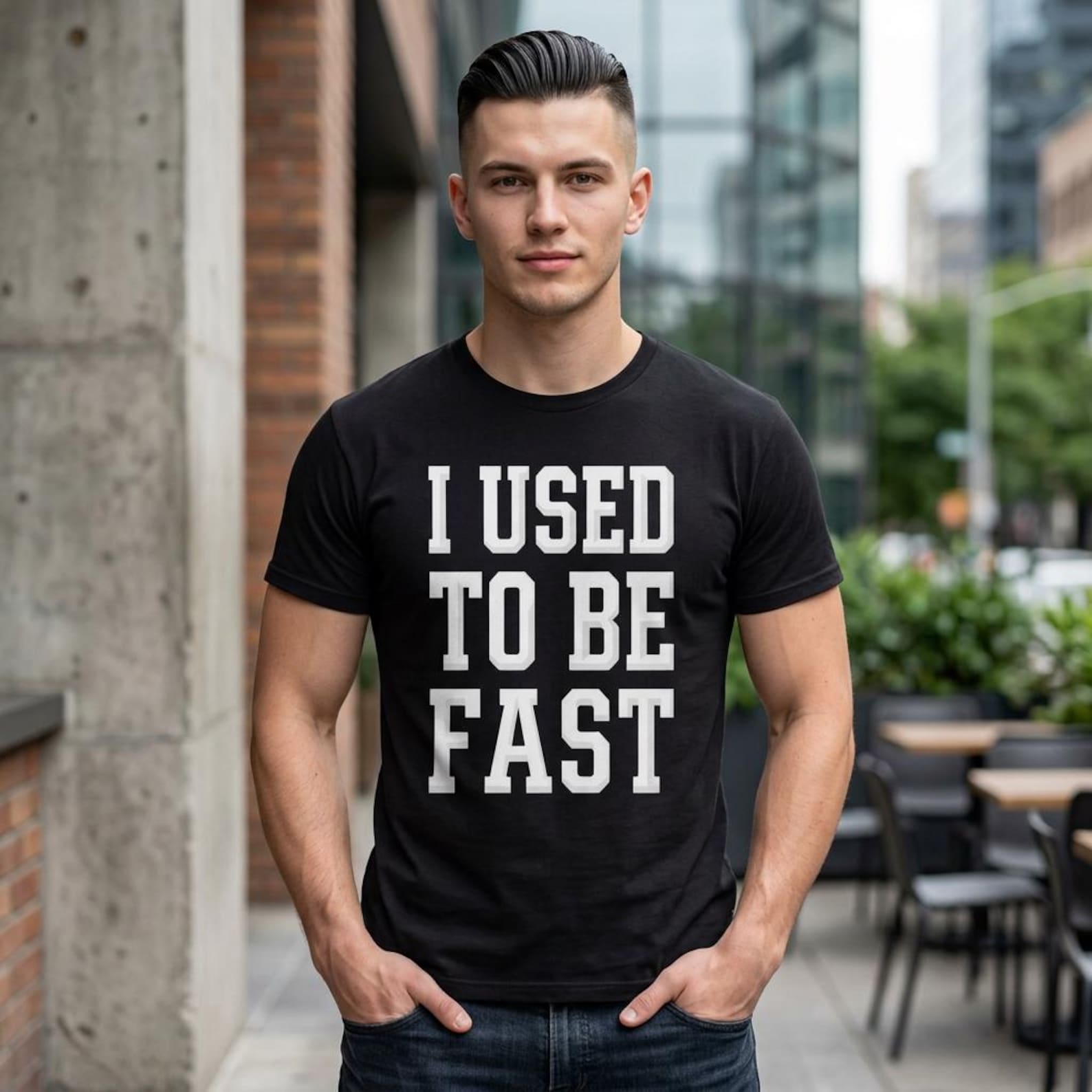 I Used to Be Fast Funny Running T-Shirt; Retro Athletic Typography Gym Tee; Vintage Aging Athletes Workout Humor Top XL