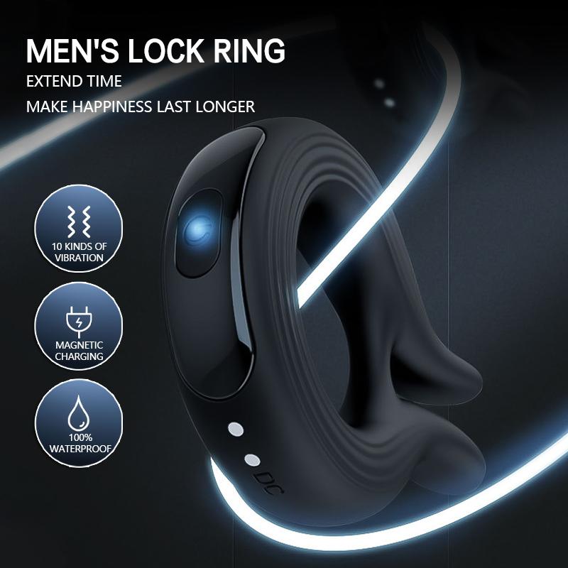 Silicone Penis Ring Vibrator 10 Modes Clitoris Stimulation Sex Toys for Man Delayed Ejaculation Sexy Goods for Male Adults