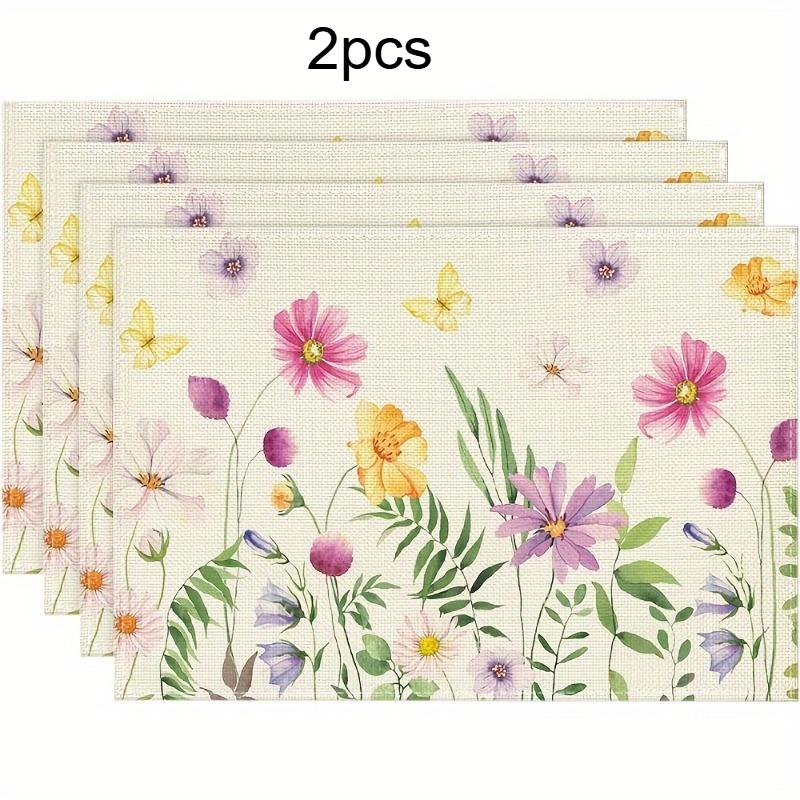 2/4pcs Floral Butterfly Placemats, Perfect for Spring Parties and Seasonal Dining Decor, Ideal for Dining Decor, Outdoor Picnics