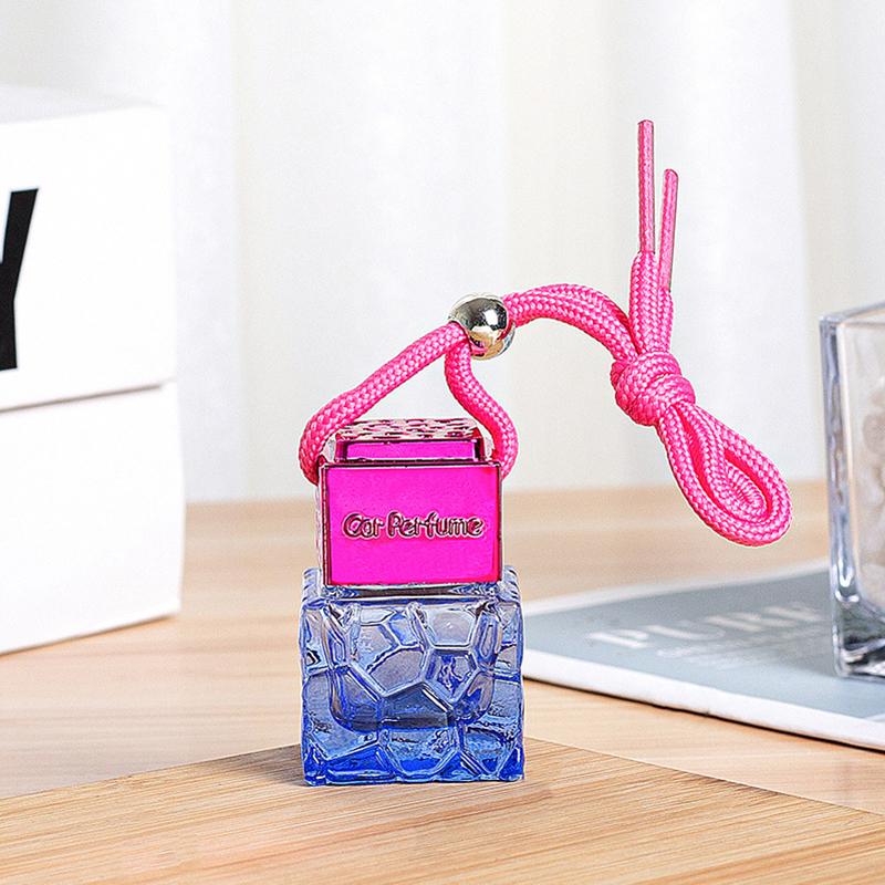 1Pcs 10Ml Rose Red Cap Colored Water Cube Empty Bottle Car Essential Oil Diffuser Fragrance Air Freshener Perfume Bottleornament
